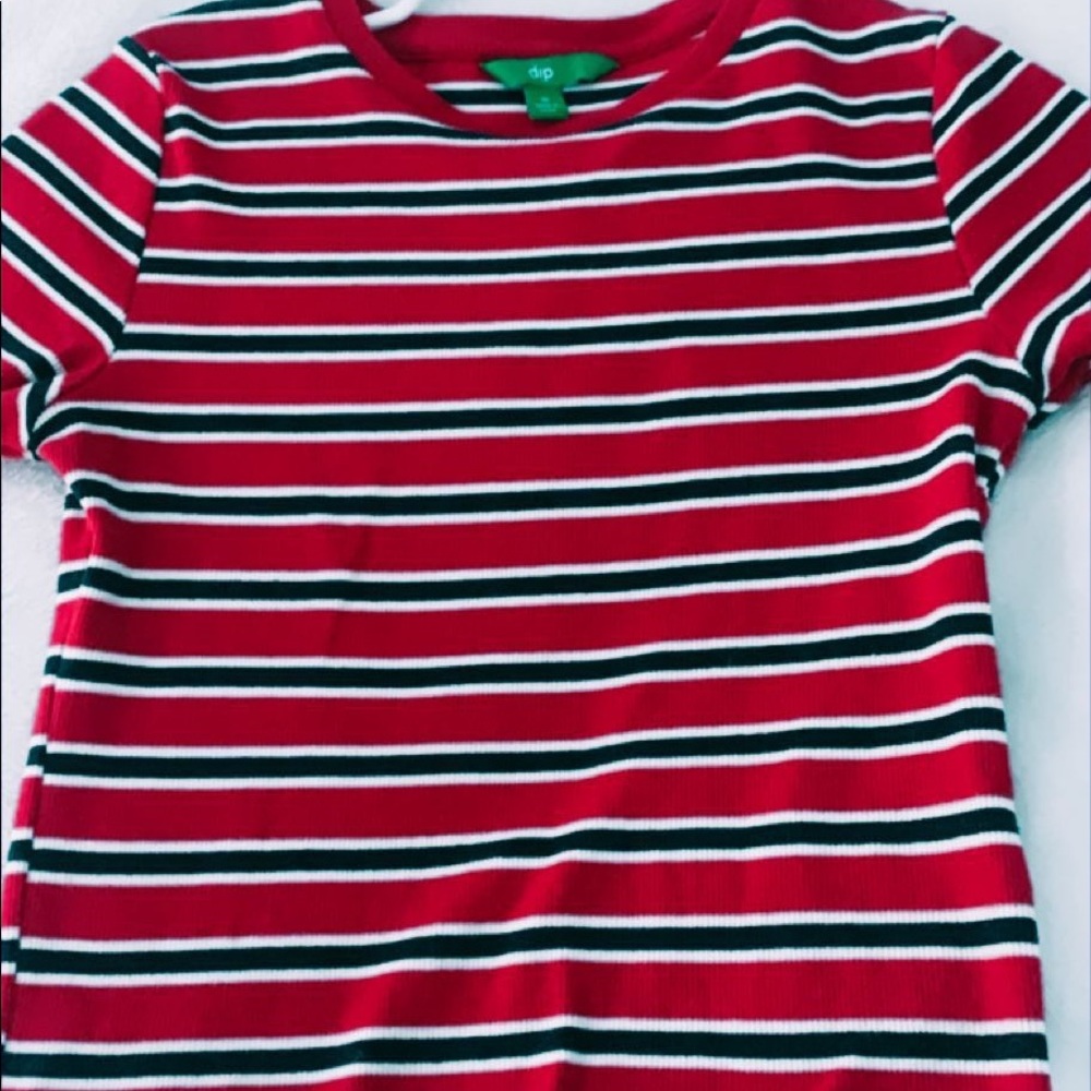 stripped red and blue tight tee